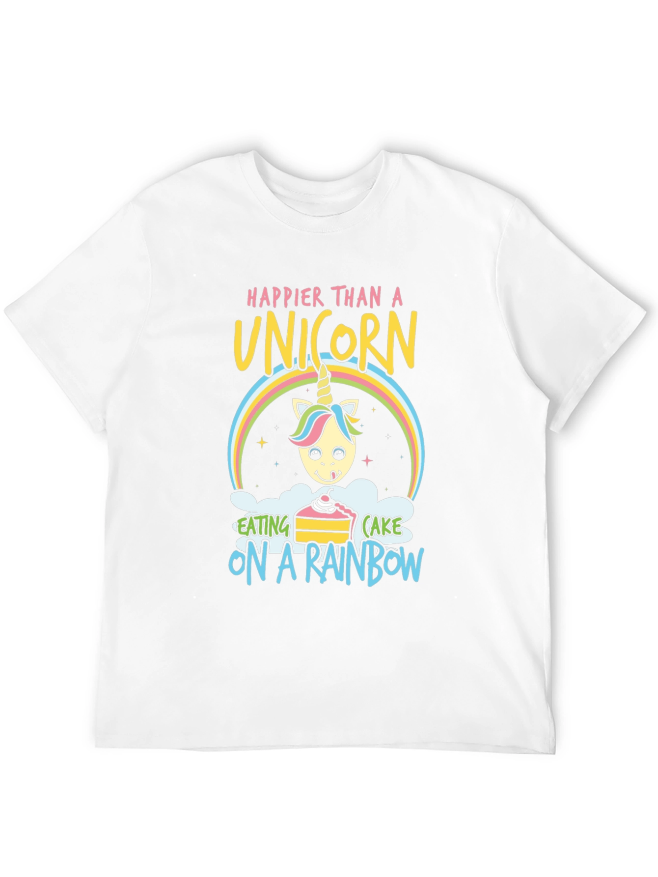 Black Happy Unicorn Rainbow Cake Graphic Tee view 12
