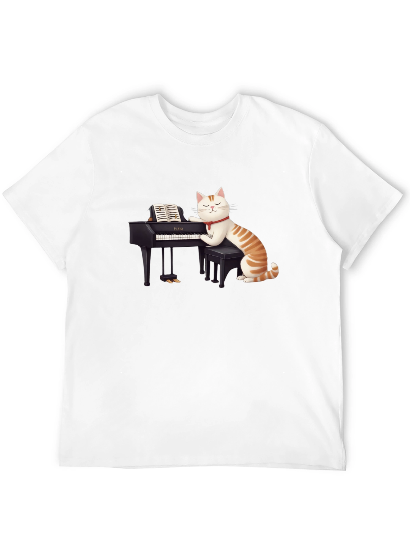 Black Cat Playing Piano T-Shirt - Unique Graphic Tee view 12