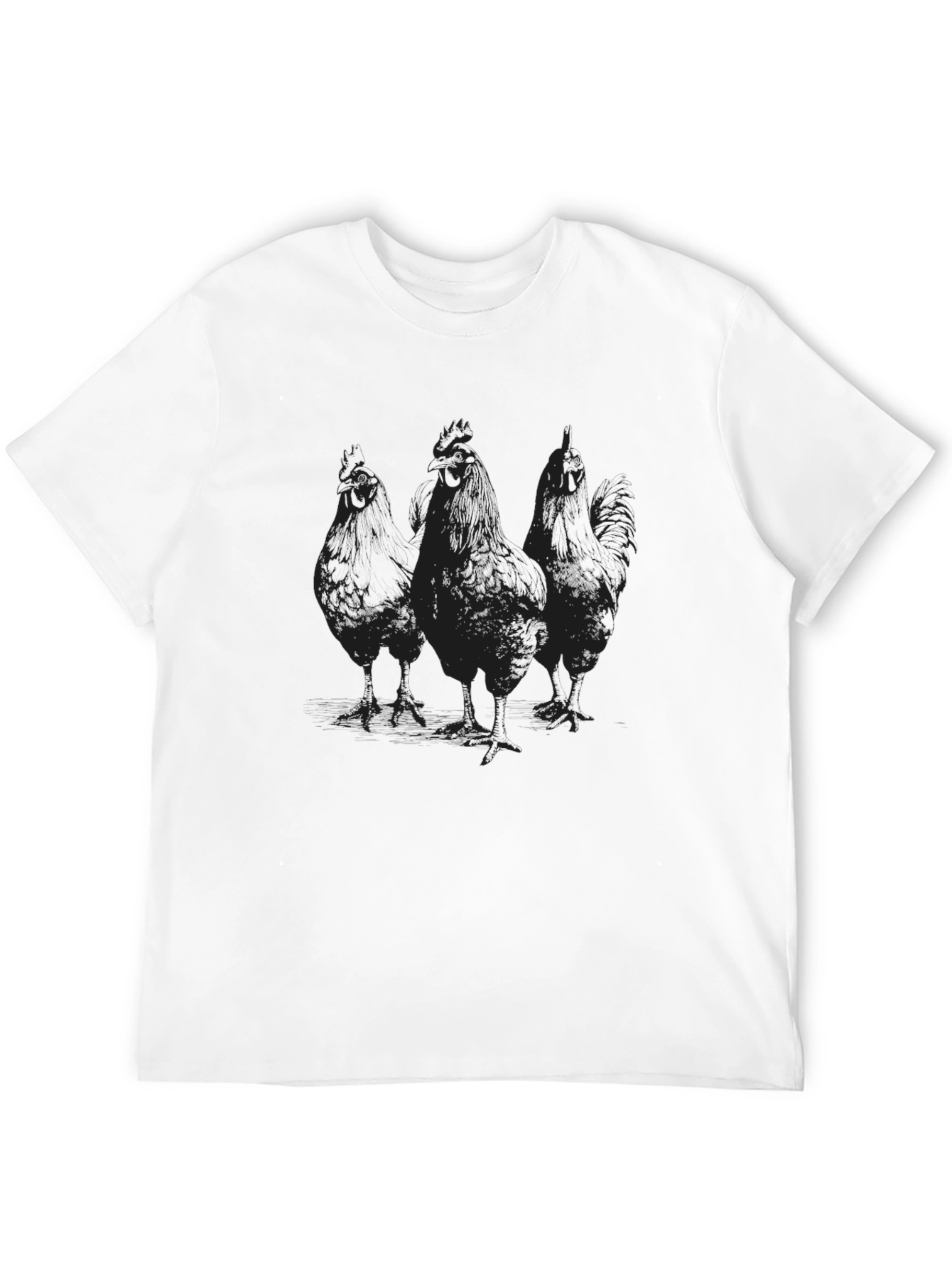 Black Men's Black Chicken Graphic T-Shirt view 12