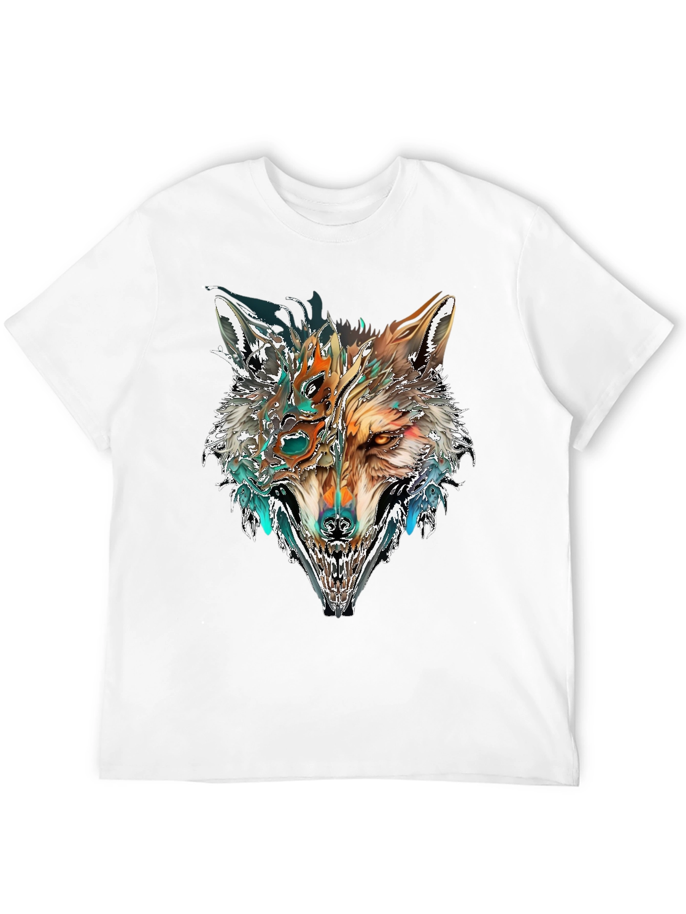 Black Abstract Wolf Graphic T-Shirt - Black view 12