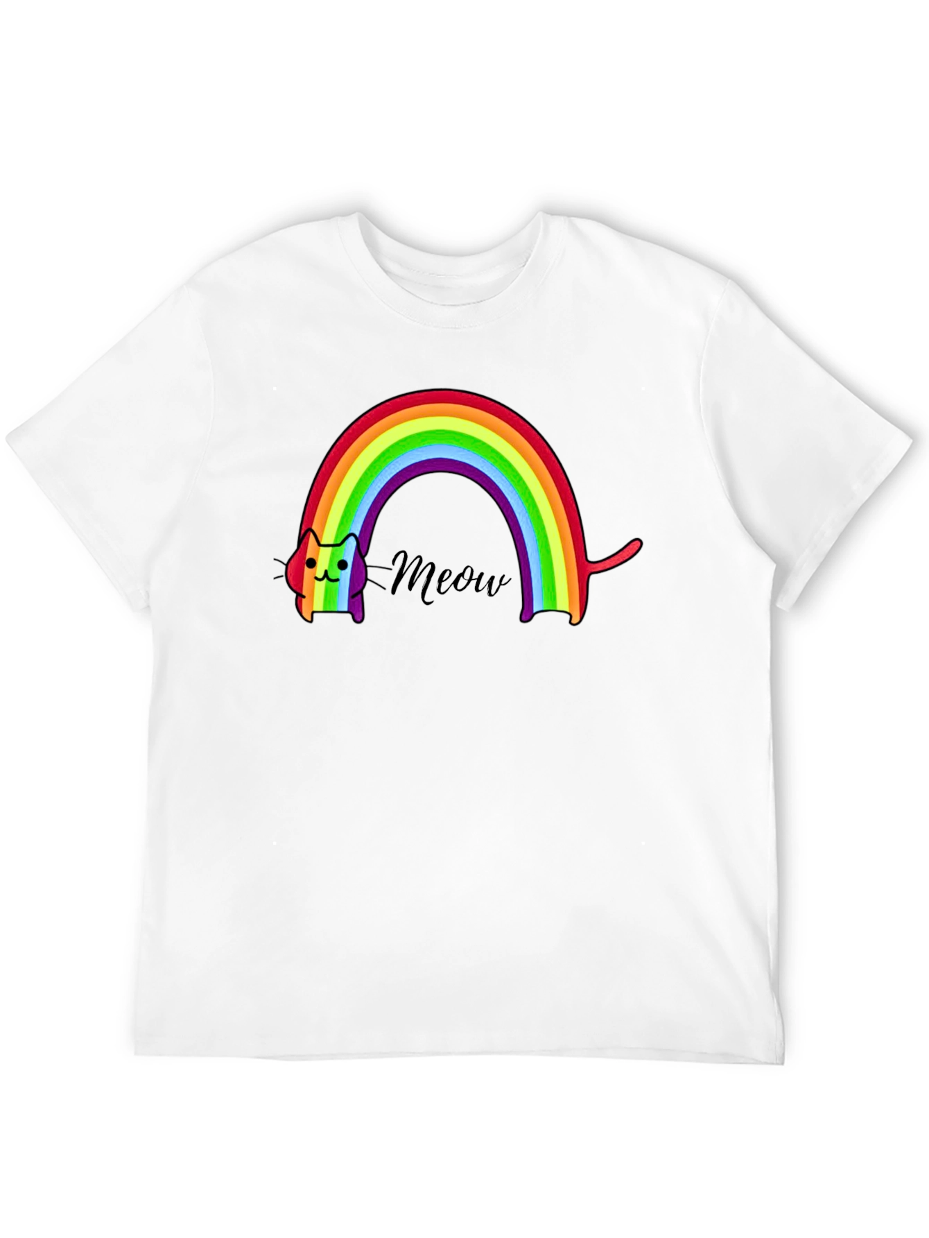 Black Rainbow Cat Meow T-Shirt view 12