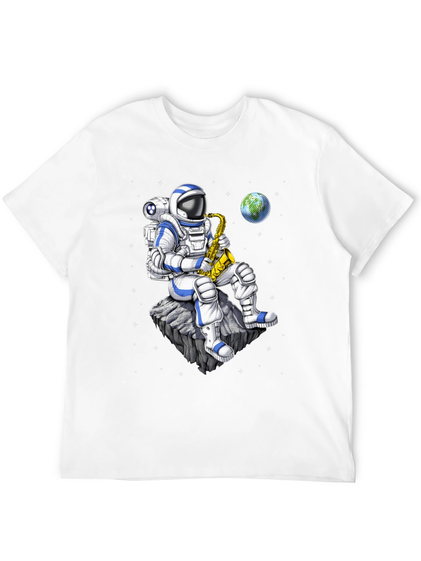 Black Astronaut Saxophone T-Shirt: Space Musician Tee view 12