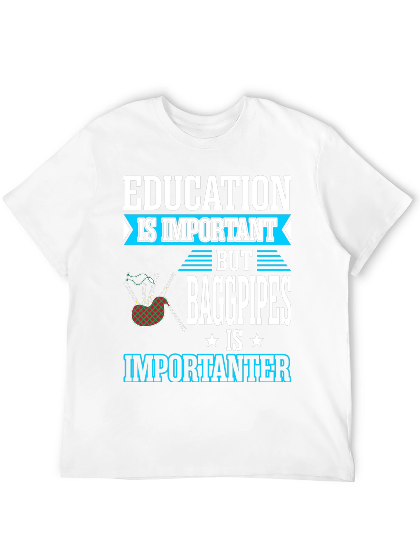Black Education vs Bagpipes T-Shirt - Importanter Funny Tee view 12