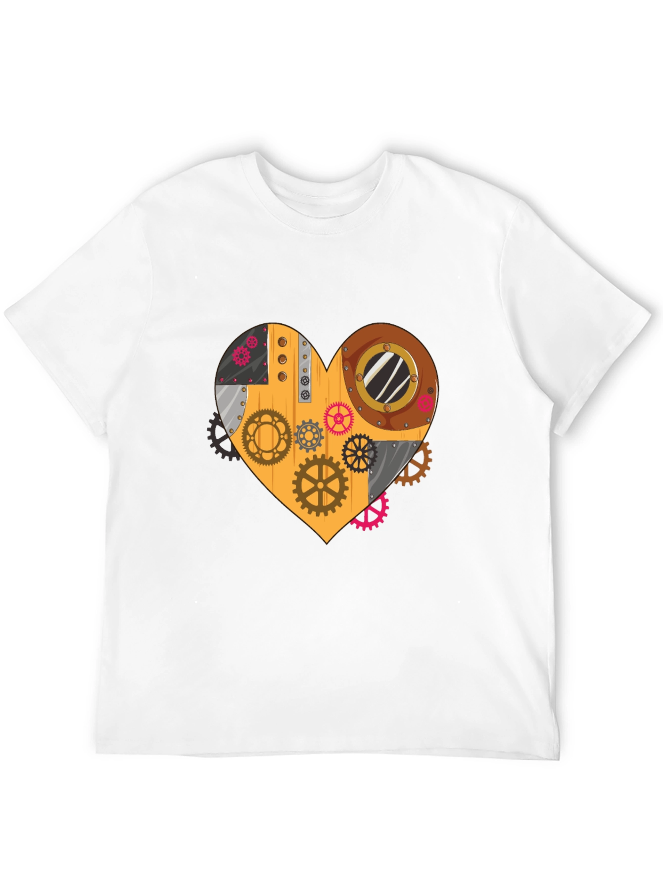 Black Steampunk Heart Gear T-Shirt - Unique Design view 12