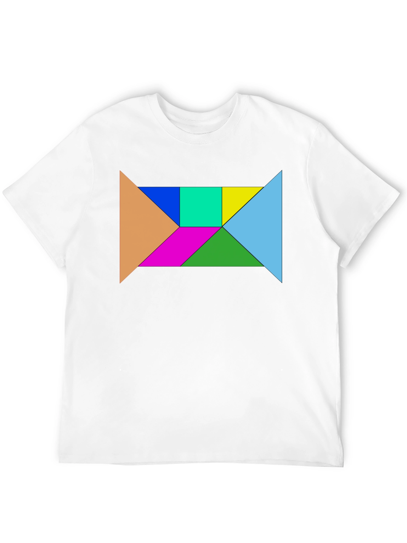 Black Geometric Tangram Puzzle Graphic Tee - Black Cotton Blend view 12