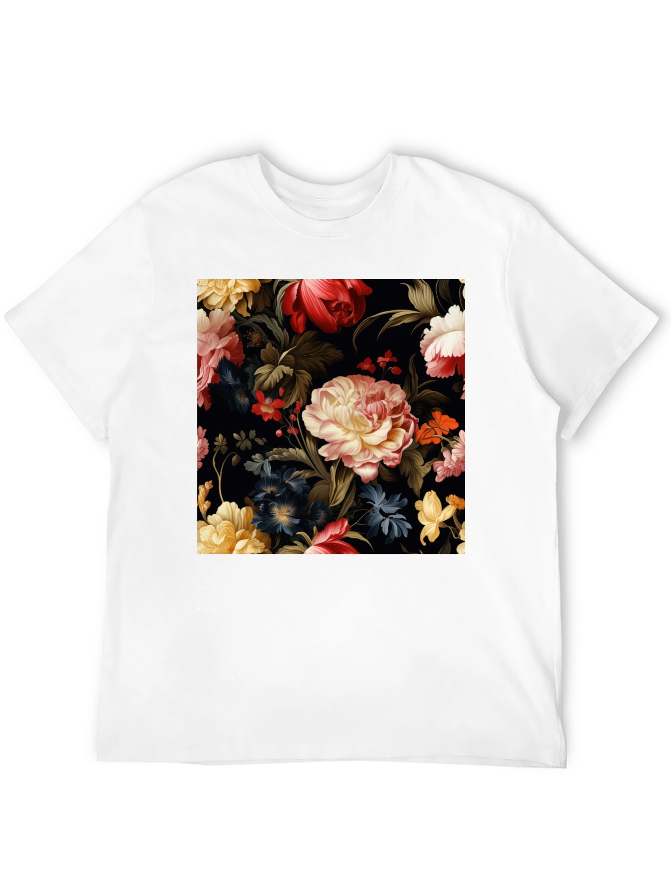 Black Floral Pattern Black T-Shirt view 12