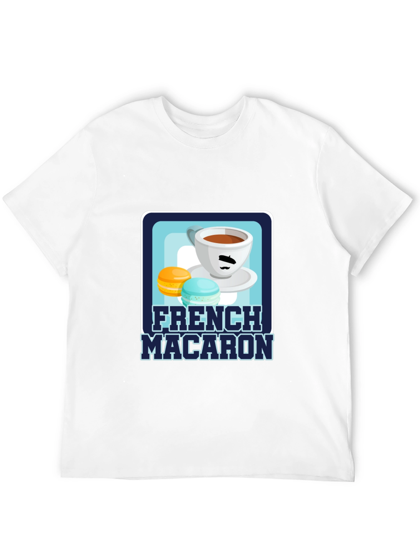 Black French Macaron T-Shirt | Coffee & Dessert Graphic Tee view 12