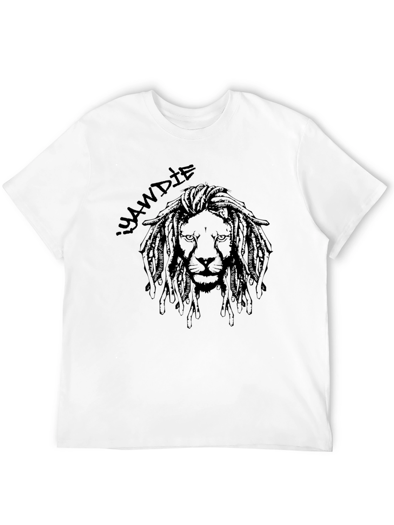 Black Lion Dreadlocks Graphic Print Black T-Shirt view 12