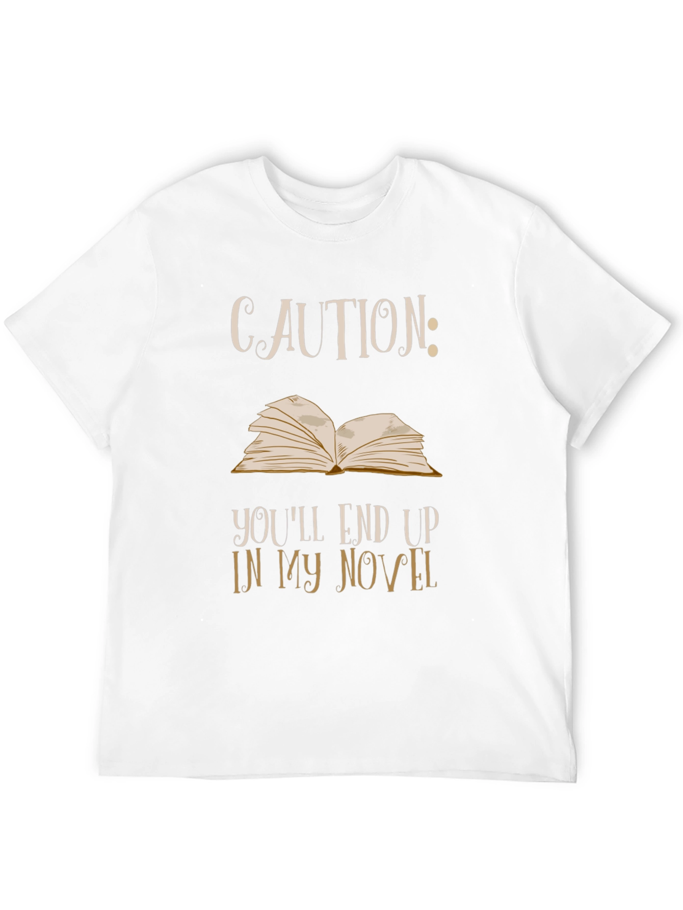 Black Caution Novel T-Shirt: Funny Writer Tee view 12