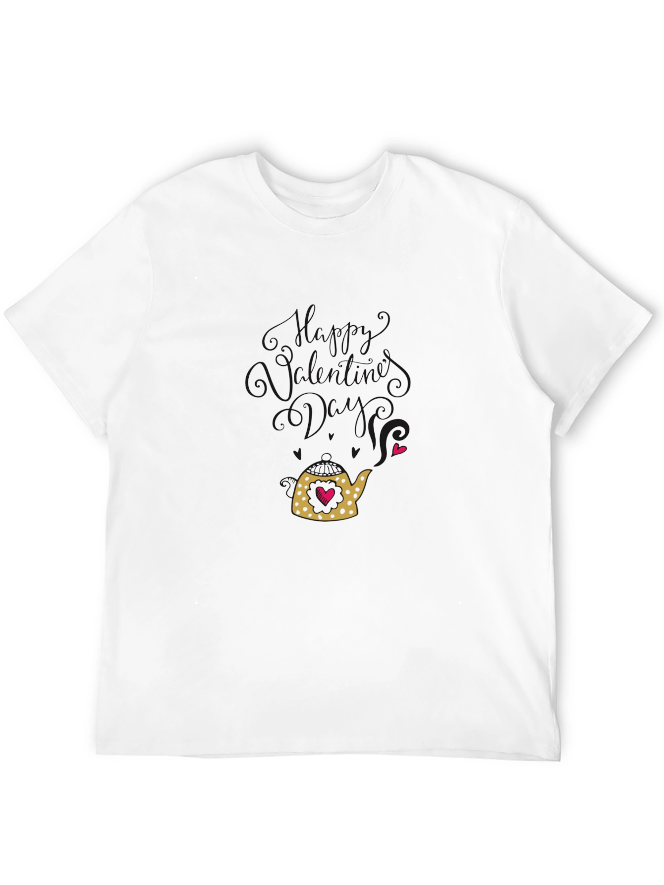 Black Heart Teapot Graphic Tee - Black Cotton Casual T-Shirt view 12