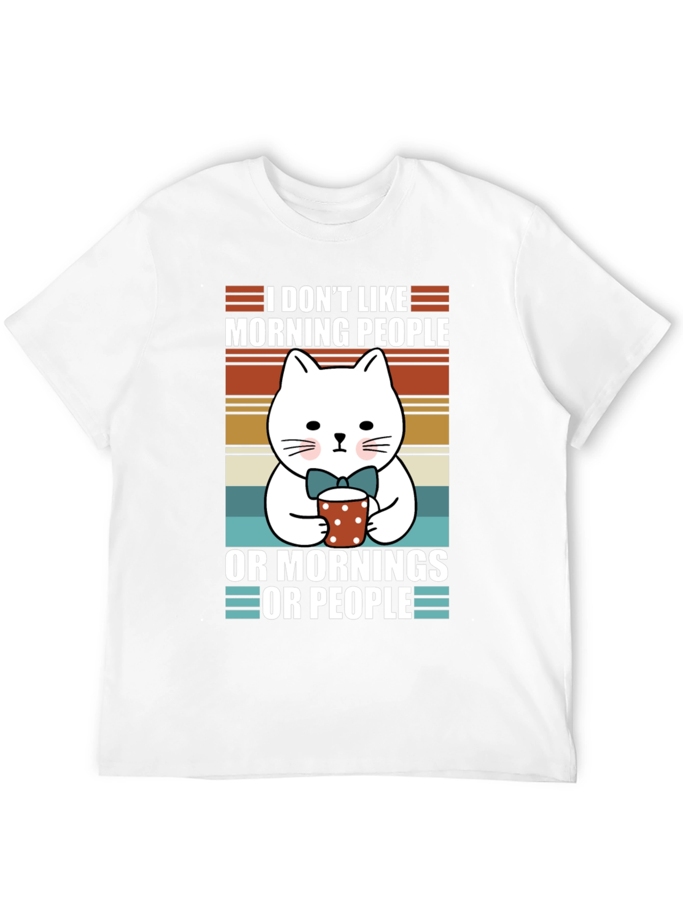 Black Funny Cat Morning People T-Shirt view 12