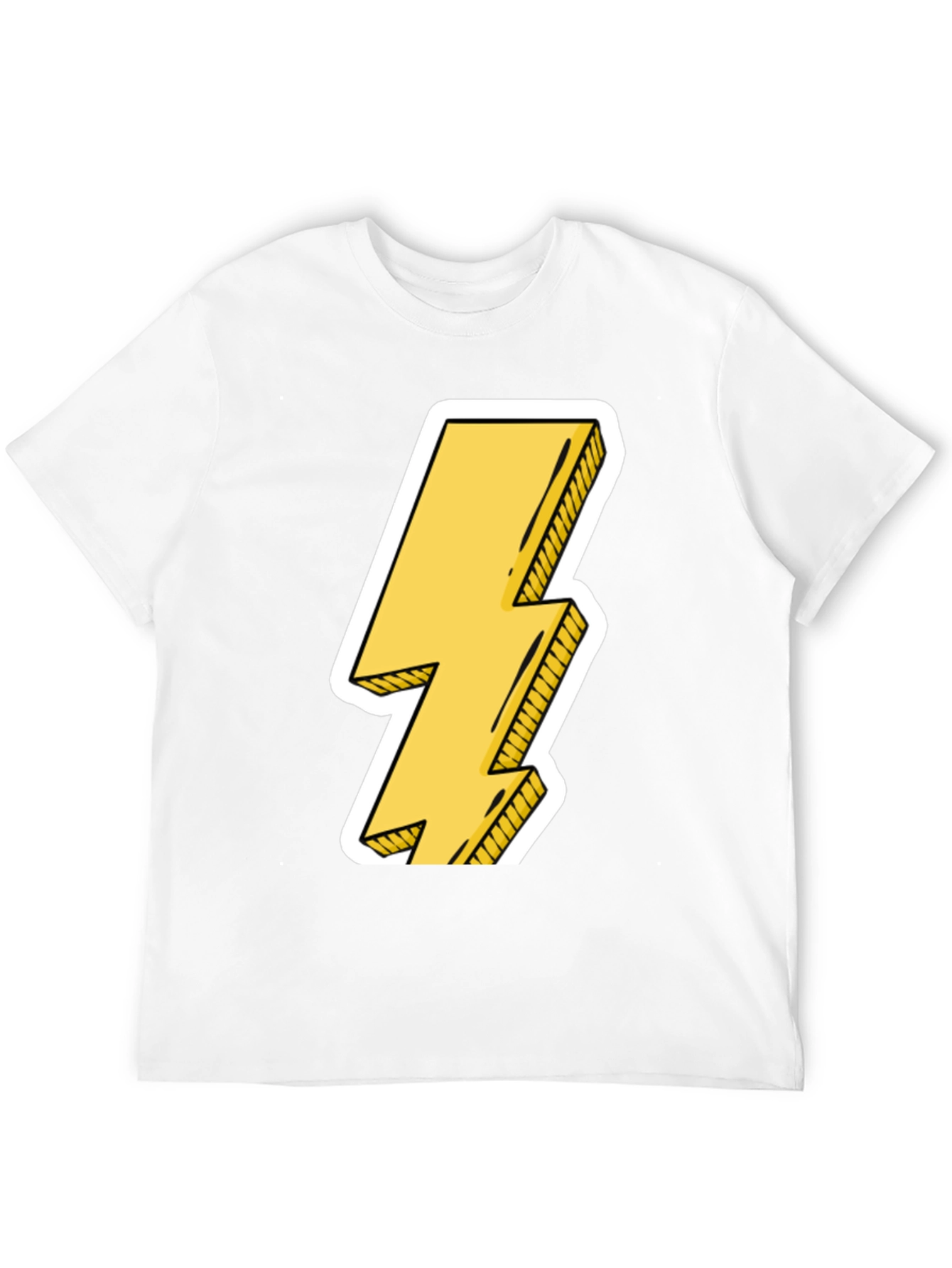 Black Lightning Bolt Graphic Tee - Black Cotton Casual T-Shirt view 12
