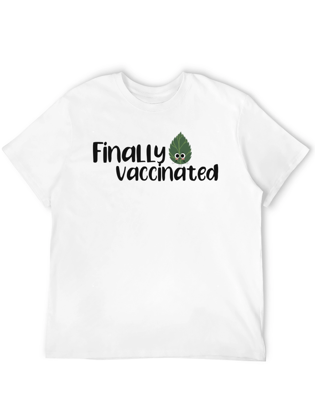 Black Finally Vaccinated Leaf T-Shirt view 12