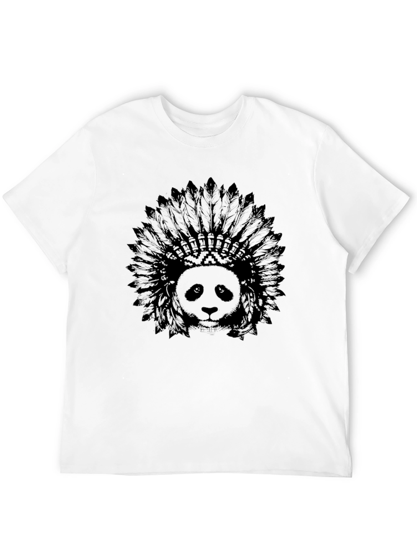 Black Panda Headdress Black T-Shirt - Graphic Tee view 12