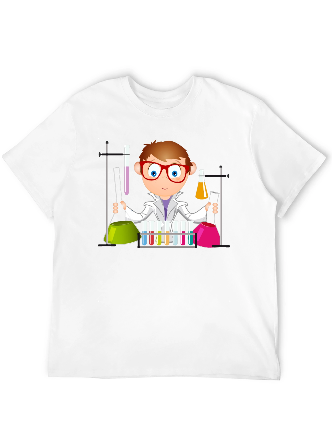 Black Scientist Cartoon Graphic T-Shirt - Black view 12