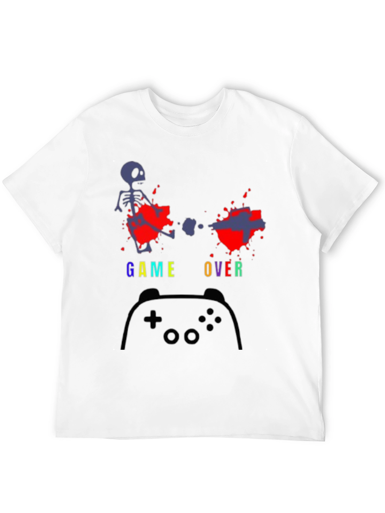 Black Game Over T-Shirt - Gamer Skeleton Tee view 12