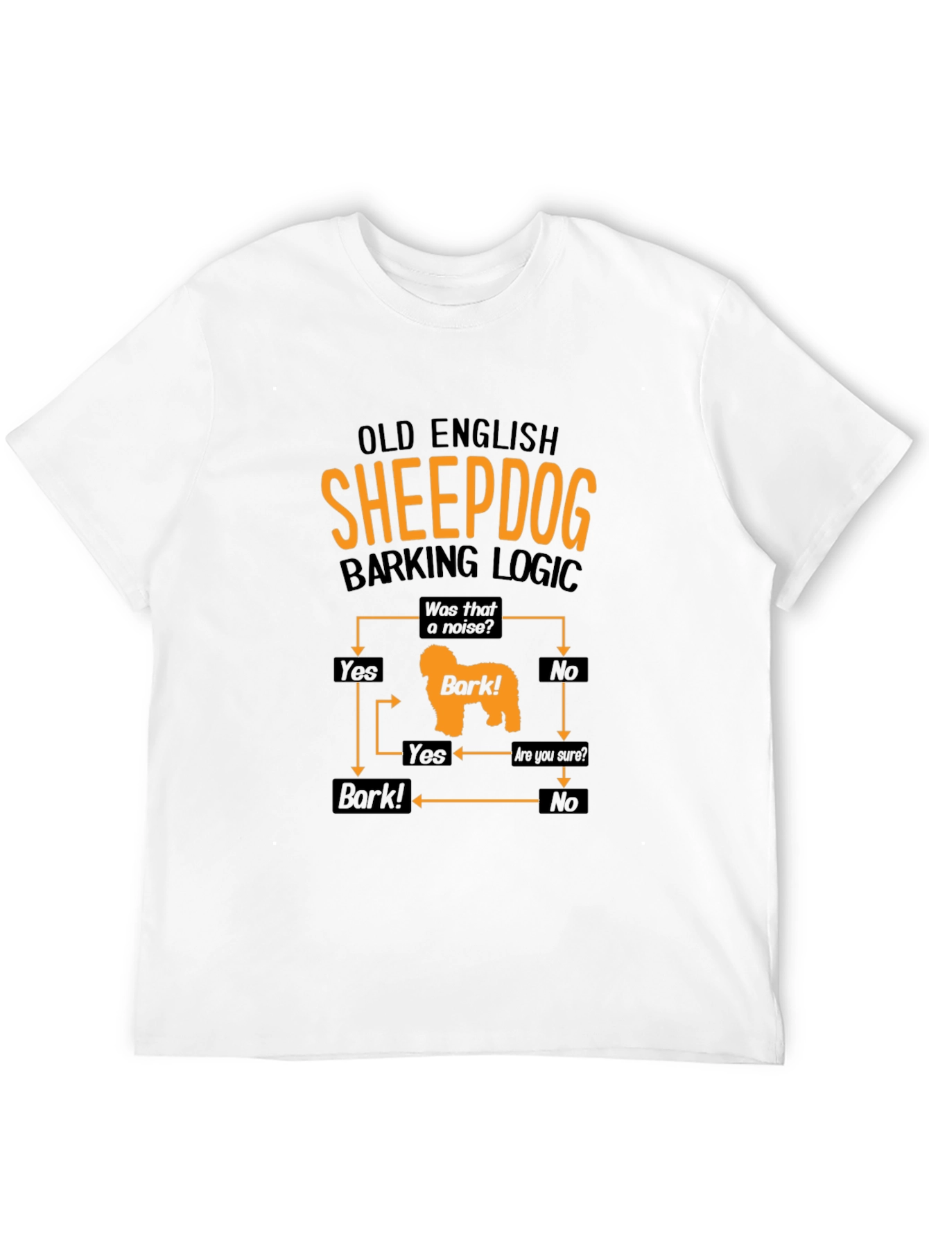 Black Old English Sheepdog Barking Logic Men's Black T-Shirt view 12
