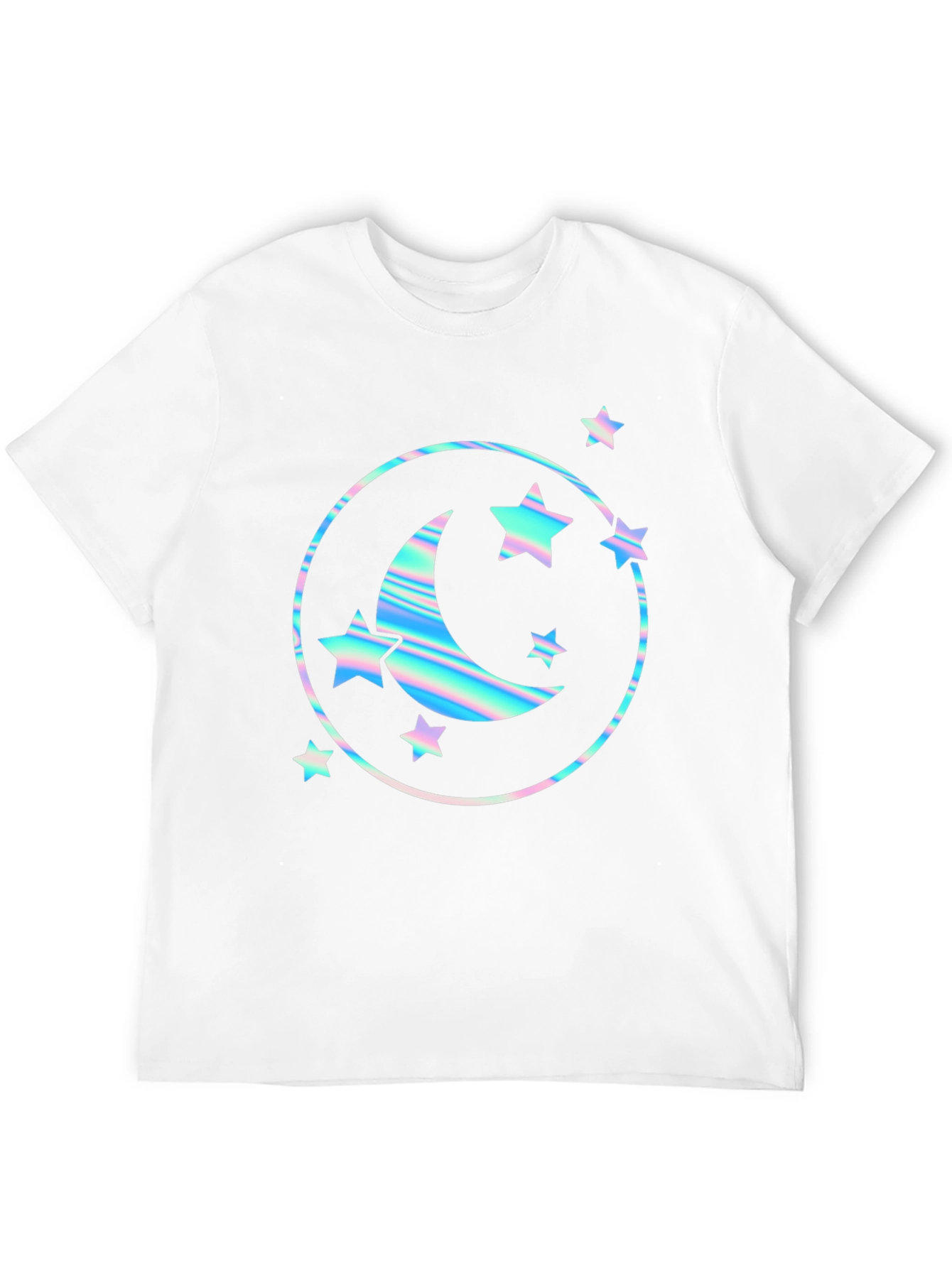 Black Holographic Moon & Stars Graphic Tee - Black view 12