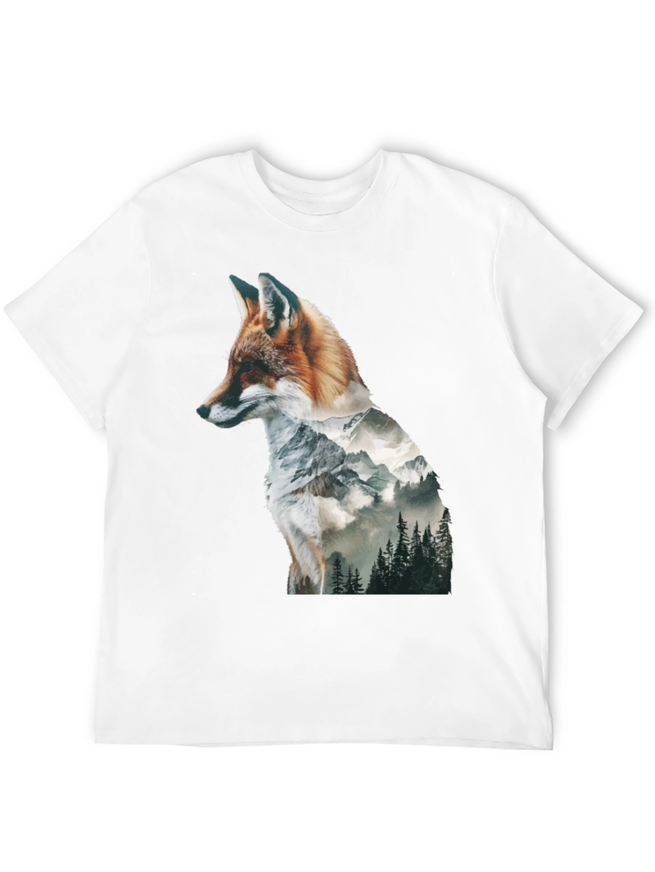 Black Fox & Mountain Graphic Print Black T-Shirt view 12