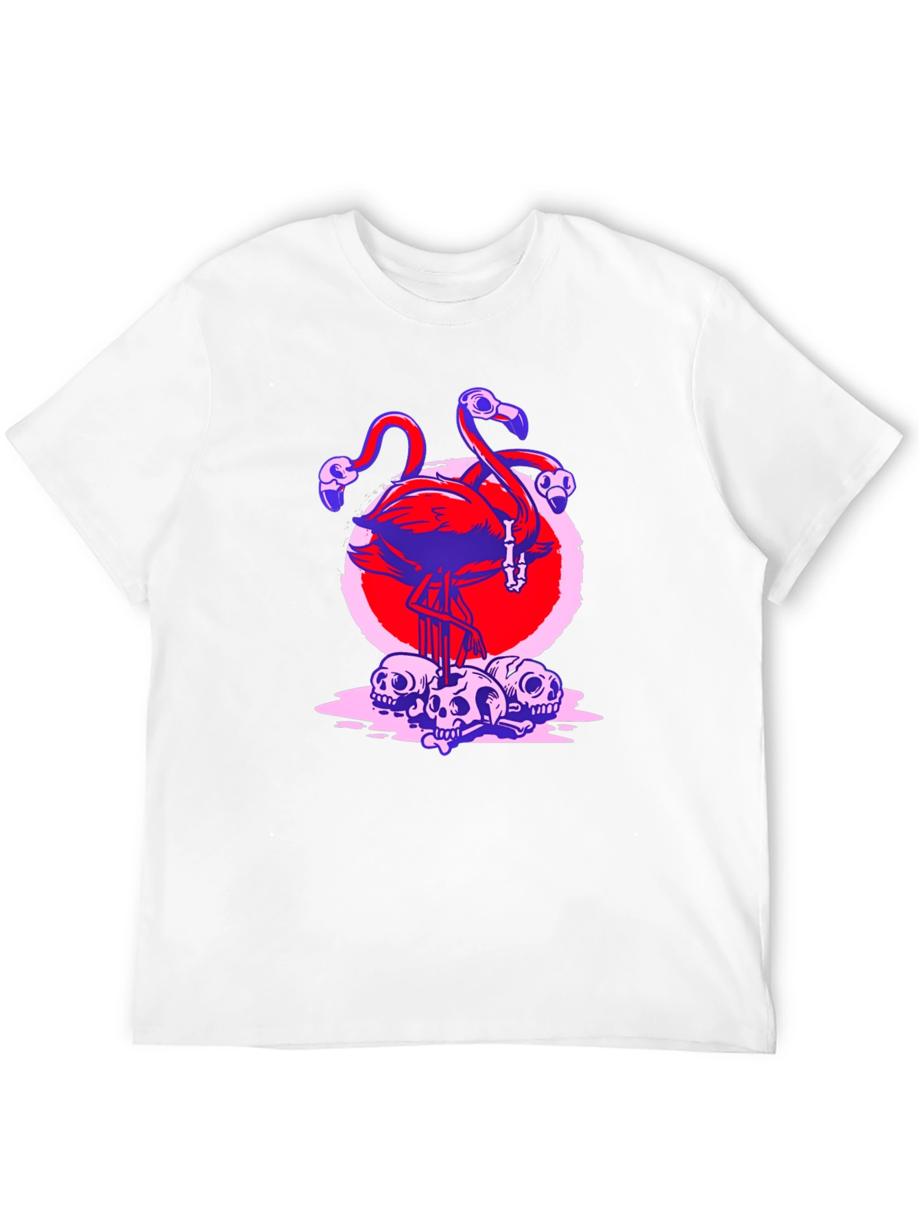 Black Flamingo Skull Graphic Tee - Unique Design T-Shirt view 12