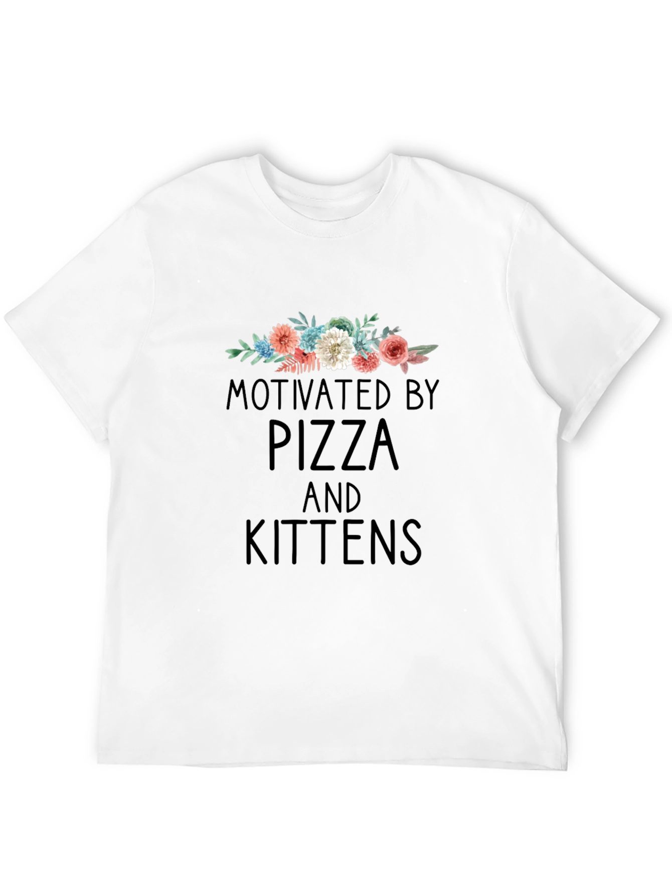 Black Motivated by Pizza and Kittens T-Shirt view 12