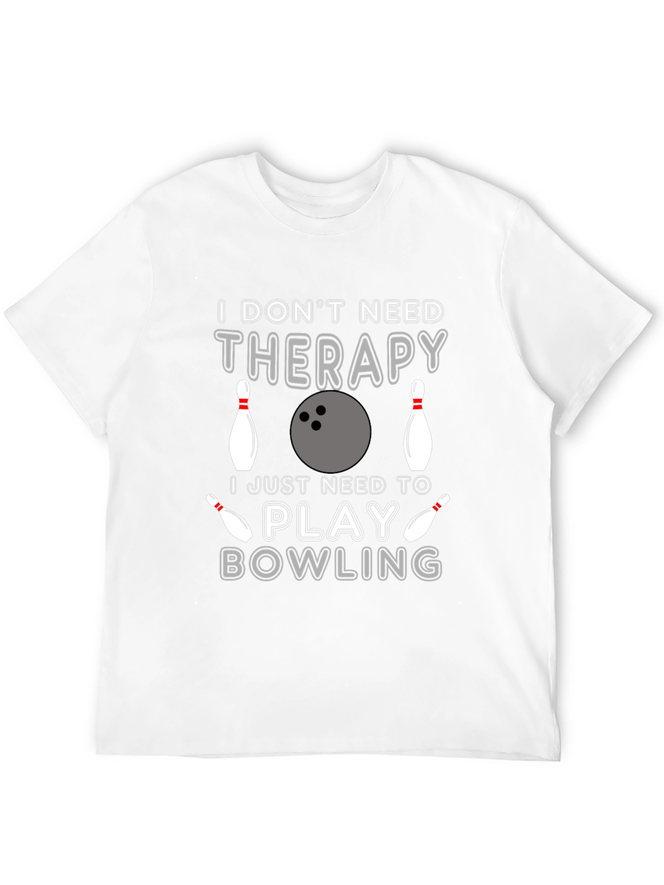 Black Funny Bowling Therapy Graphic T-Shirt view 12