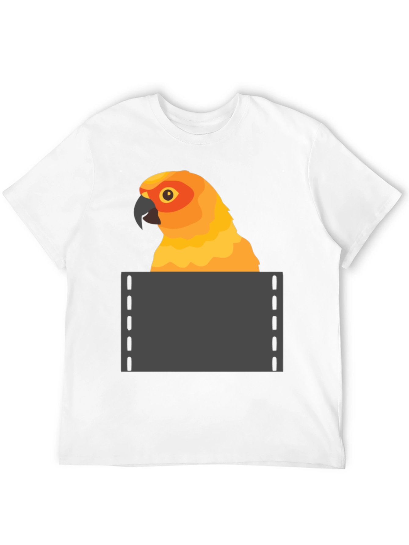 Black Parrot in Pocket Graphic Tee - Fun Animal T-Shirt view 12