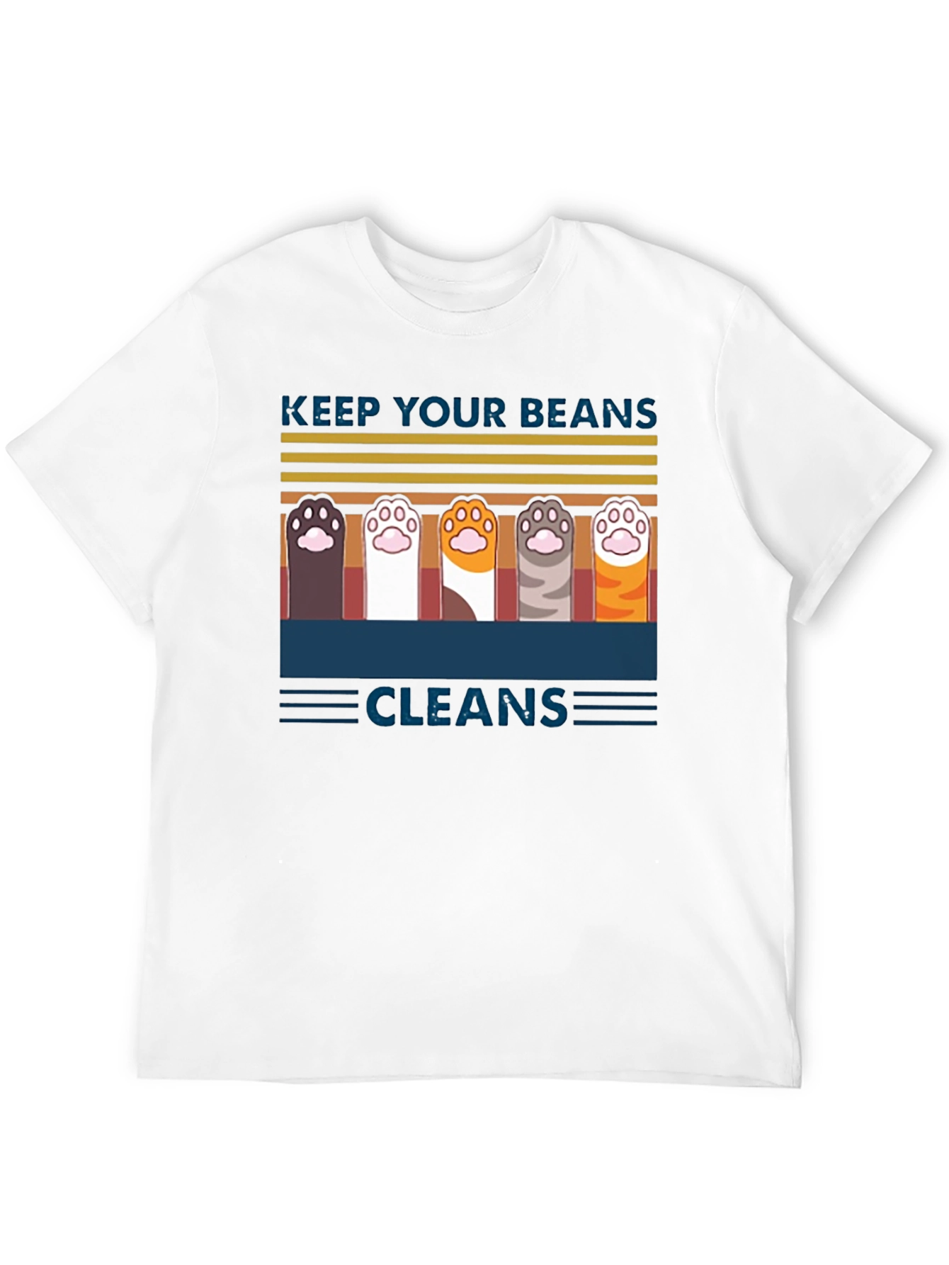 Black Keep Your Beans Clean T-Shirt | Cute Cat Paw Design view 12