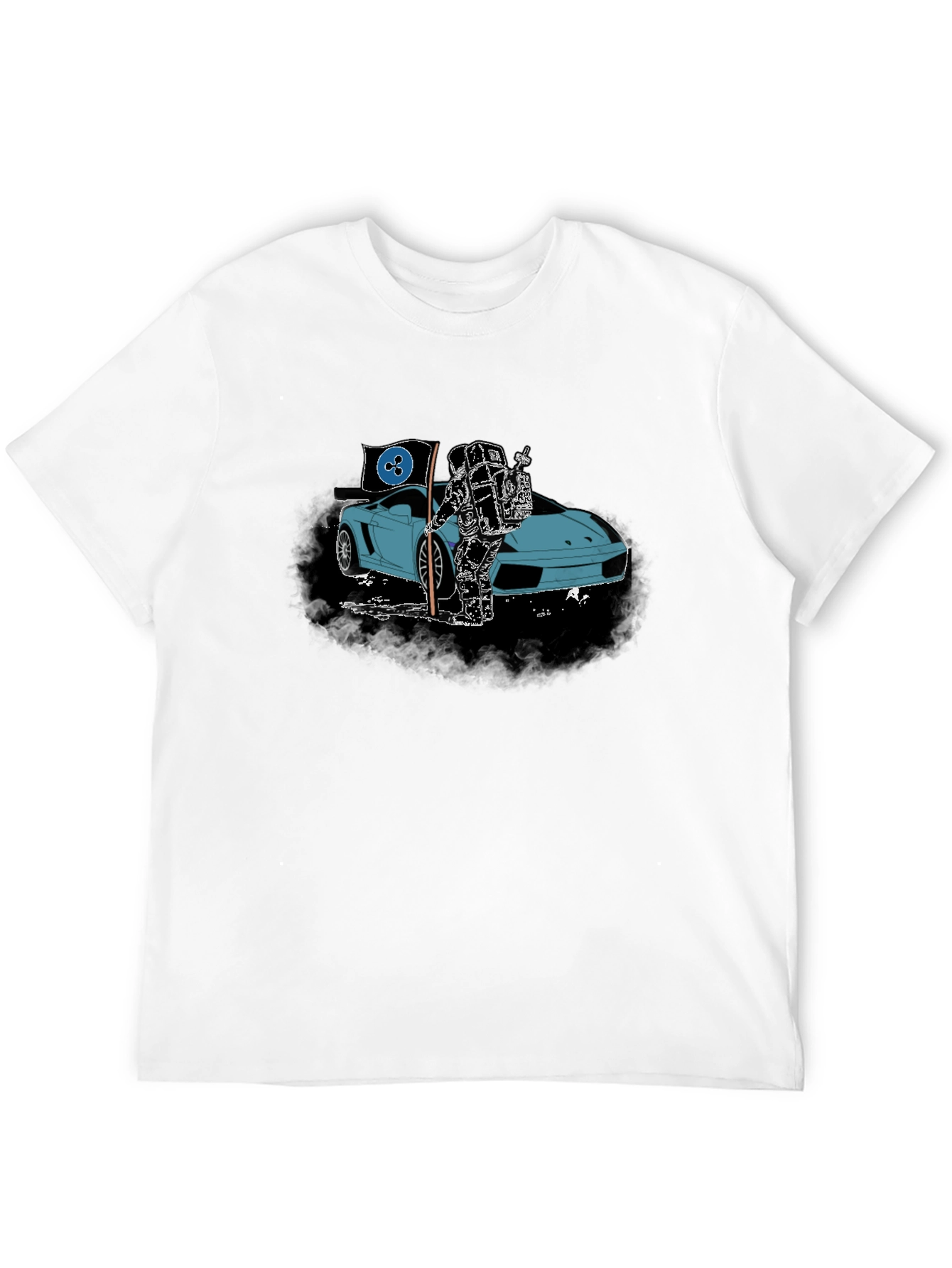 Black Astronaut & Sports Car Graphic T-Shirt view 12