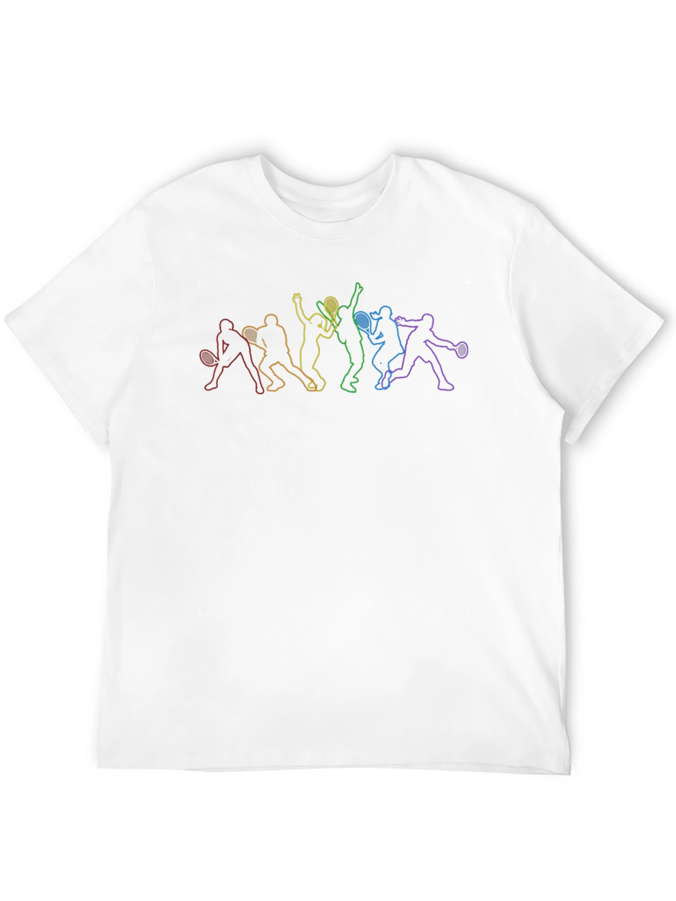 Black Rainbow Tennis Player Silhouette Black T-Shirt view 12