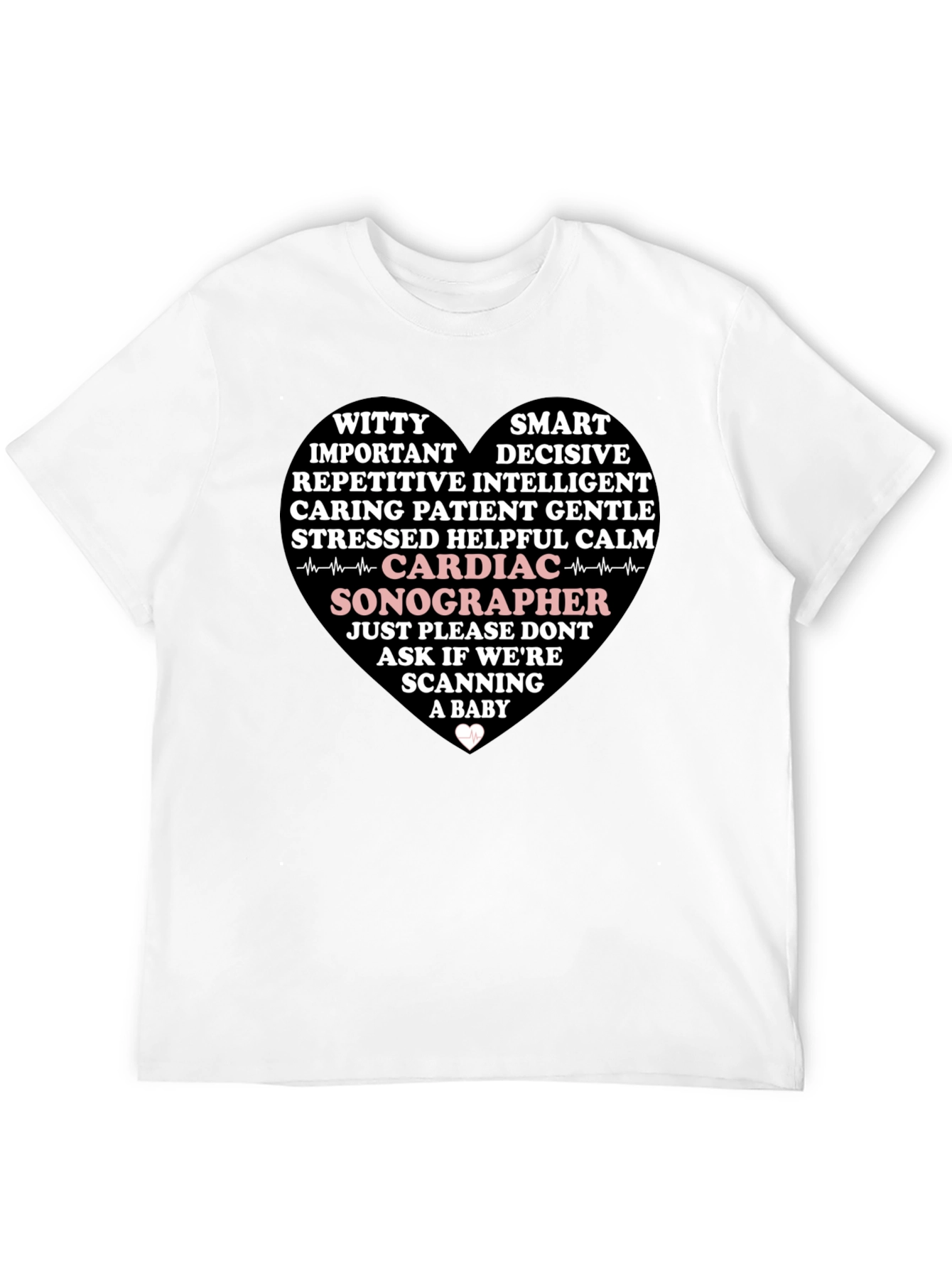 Black Cardiac Sonographer Heart T-Shirt view 12