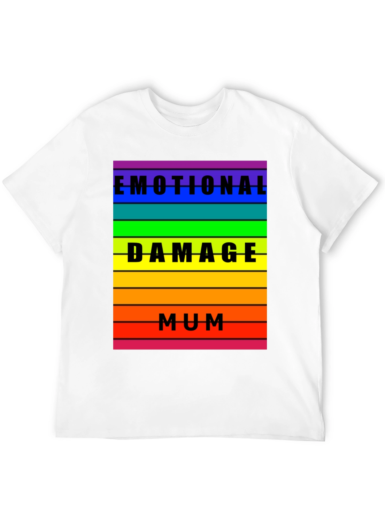Black Emotional Damage Mum Rainbow Striped Graphic Tee view 12