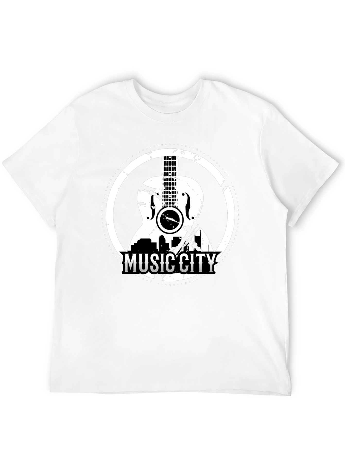 Black Music City Guitar Graphic Tee - Black view 12