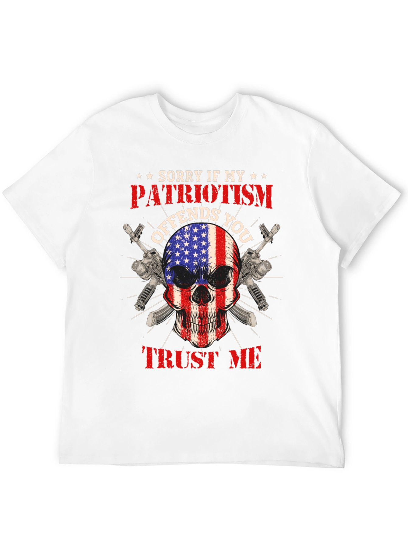Black Patriotic Skull T-Shirt: Offends You? Trust Me view 12