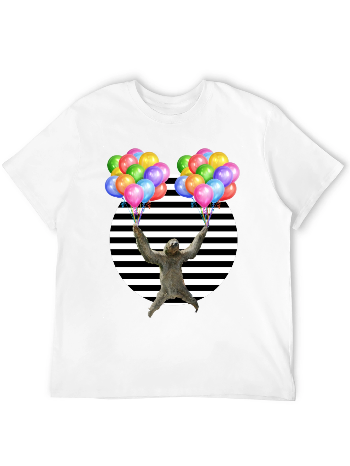 Black Sloth Balloons Graphic T-Shirt - Unisex Design view 12