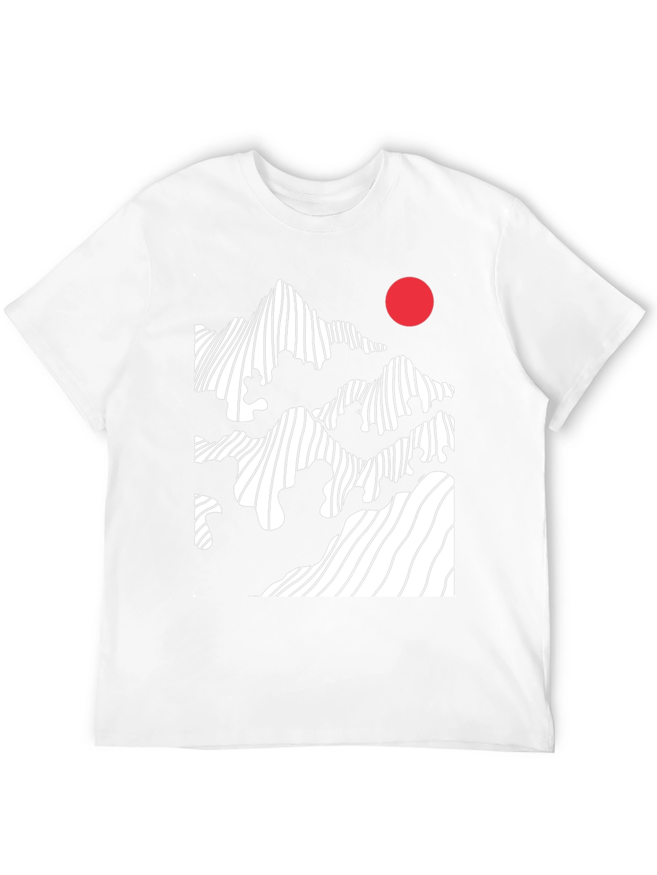 Black Abstract Mountain & Sun Graphic Tee - Modern Black T-Shirt view 12