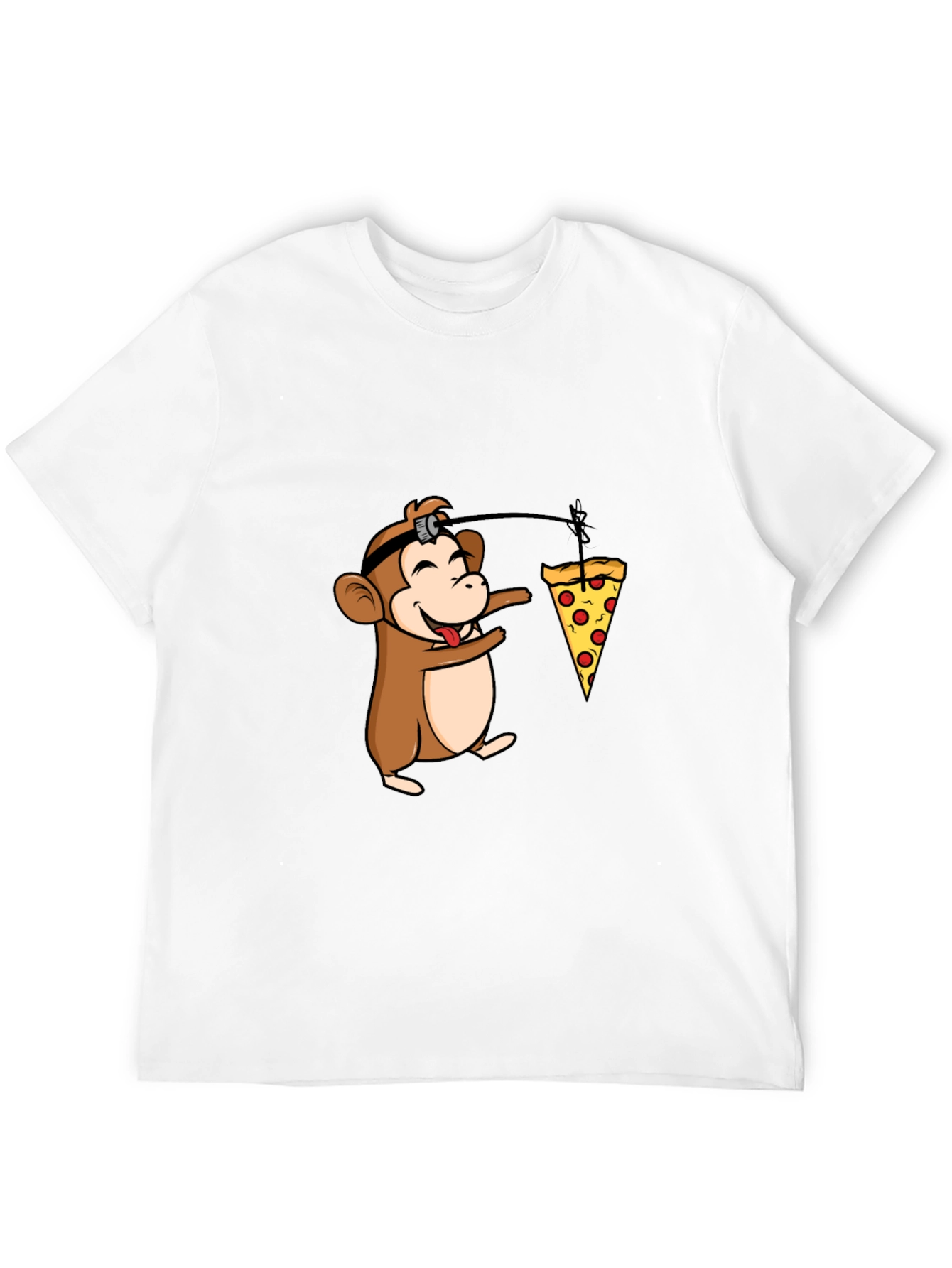 Black Funny Monkey Pizza T-Shirt - Novelty Cartoon Tee view 12