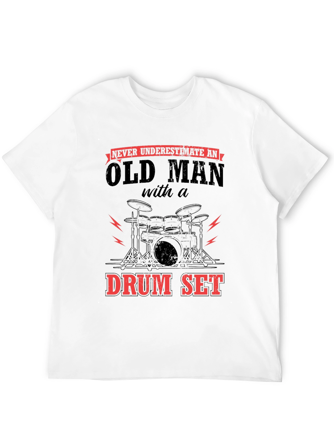 Black Old Man Drum Set Graphic Tee view 12