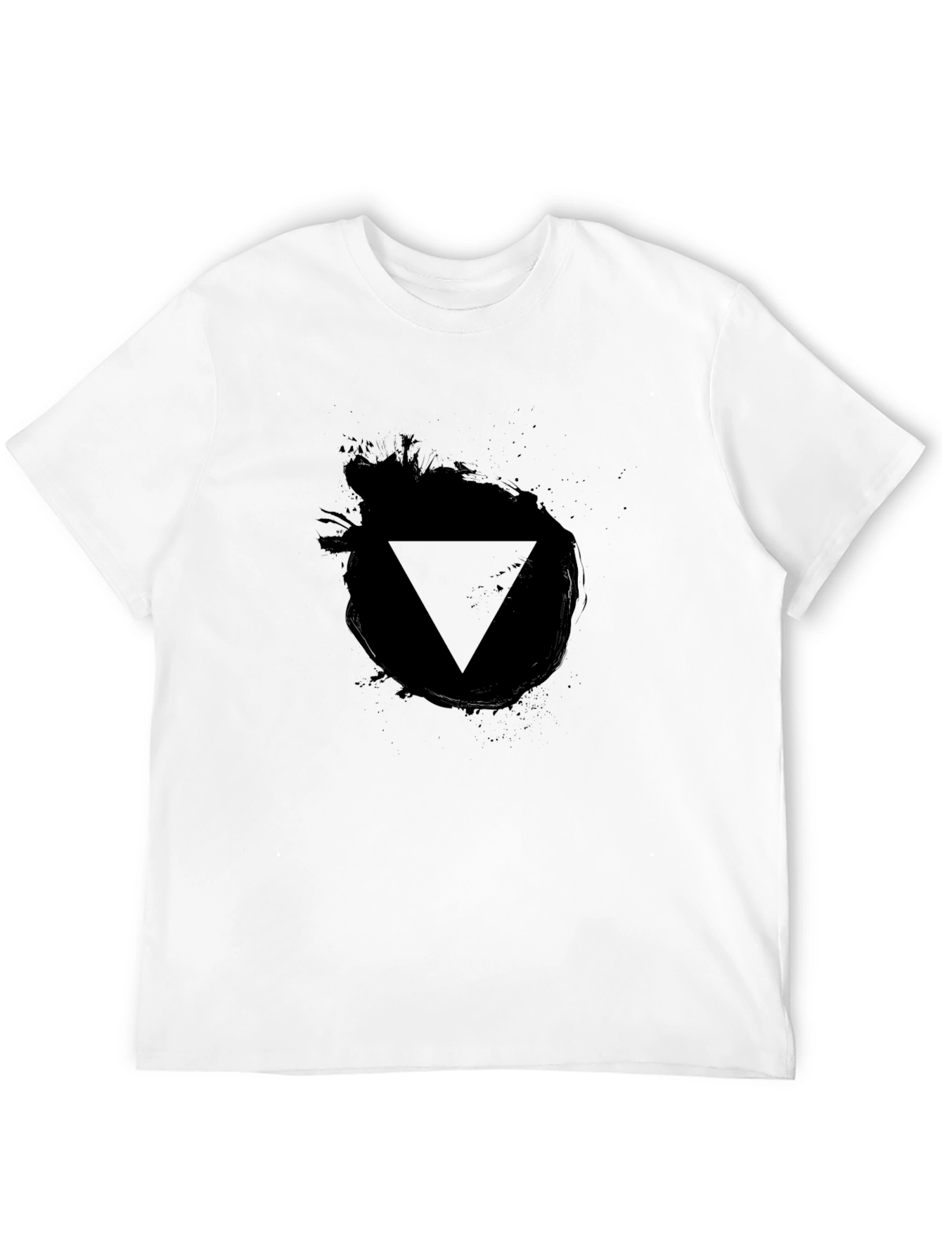 Black Men's Black T-Shirt - Triangle Ink Design view 12