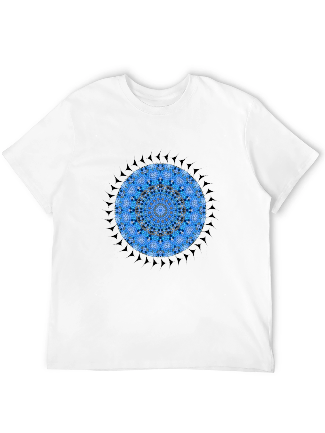 Black Blue Mosaic Mandala Graphic Black T-Shirt view 12