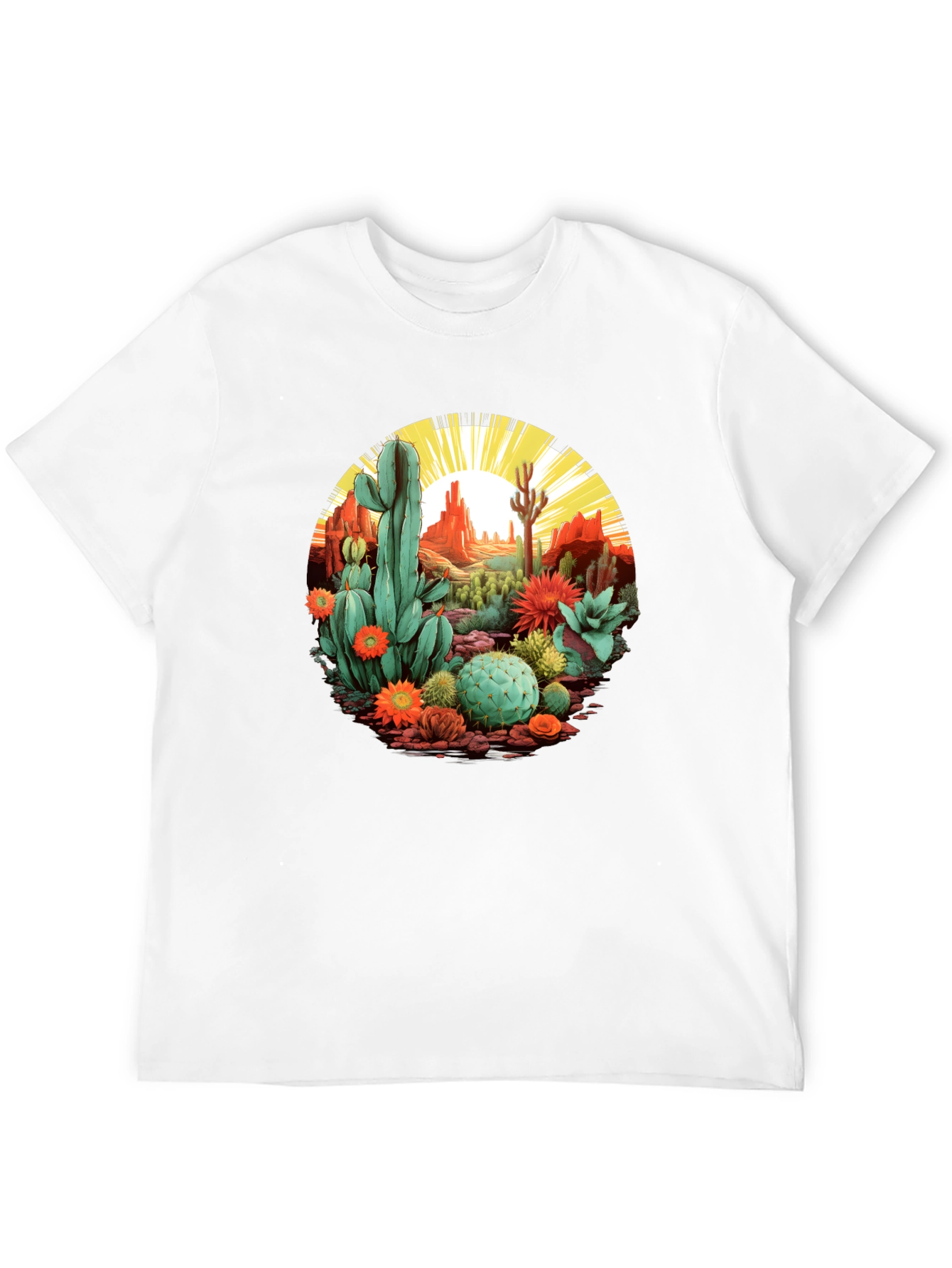 Black Desert Cactus Graphic T-Shirt - Unisex Black Tee view 12