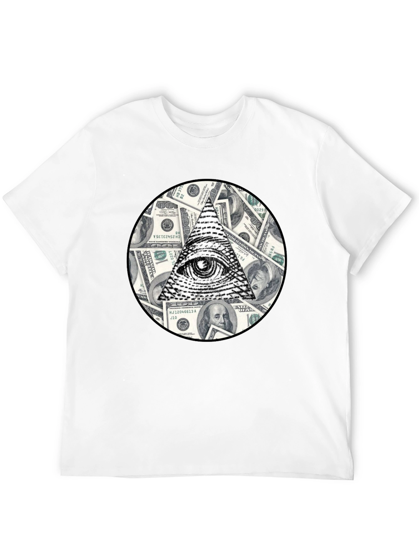Black Illuminati Eye & Money Print Black T-Shirt view 12