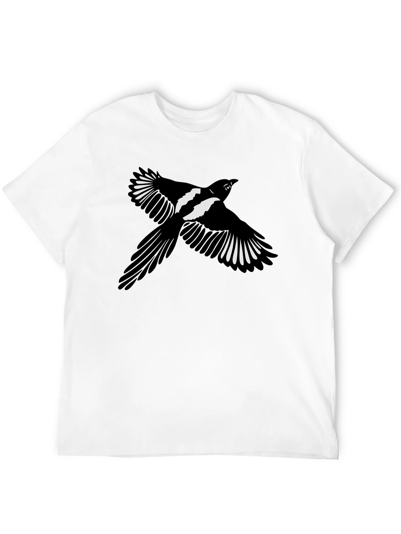 Black Black T-Shirt with Magpie Bird Graphic view 12