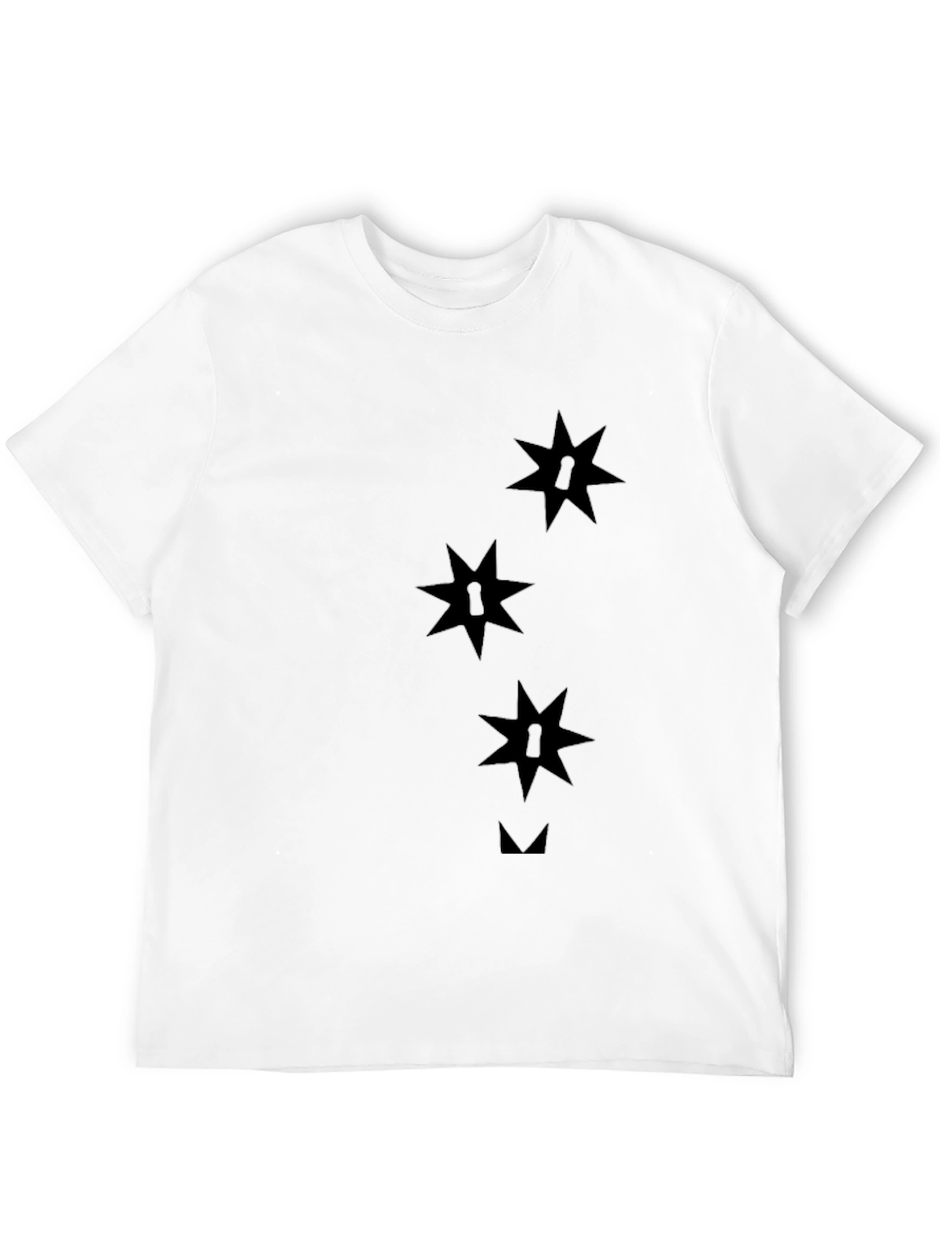 Black Black Graphic Tee - Stars and Lock Design view 12
