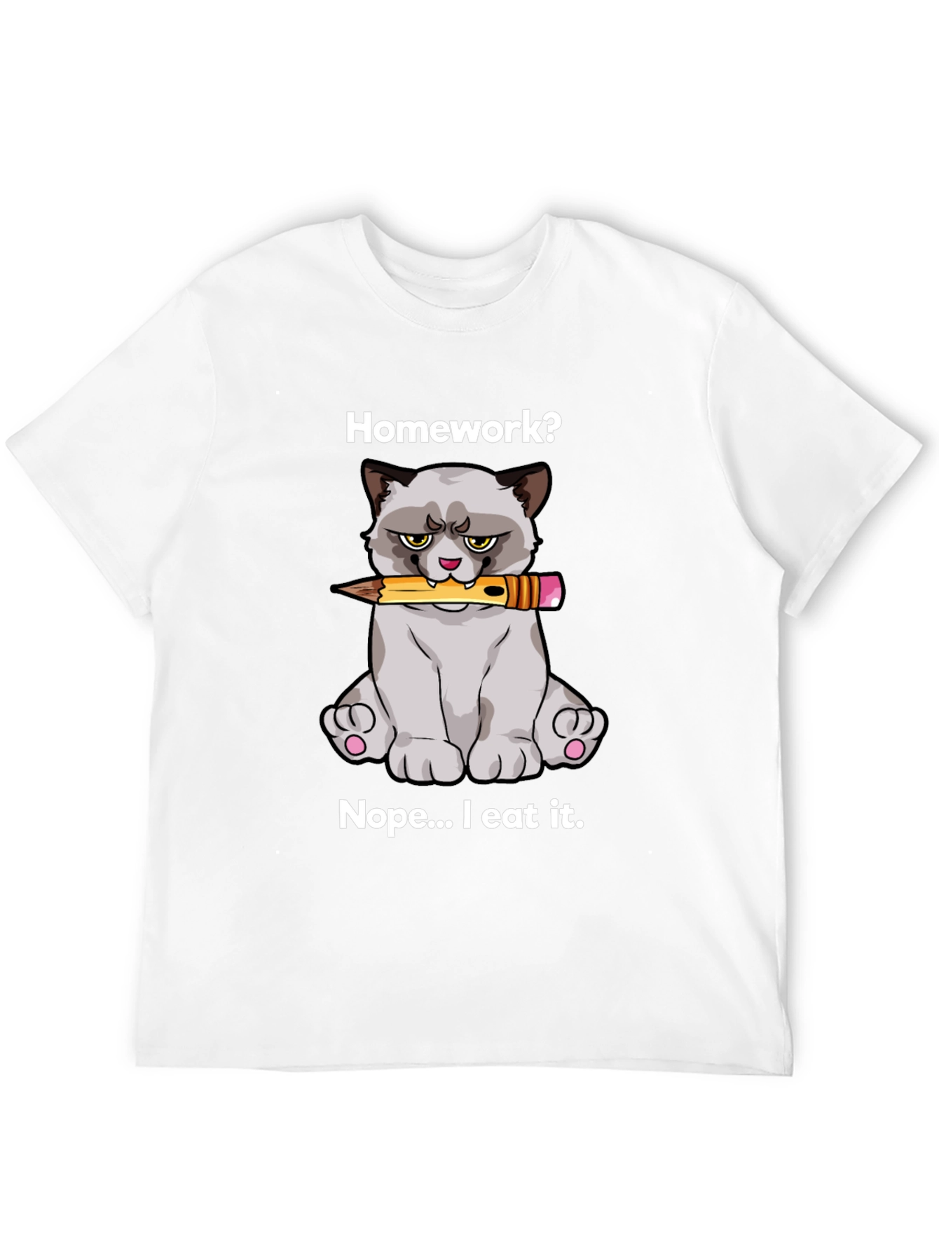 Black Homework Eating Cat T-Shirt view 12
