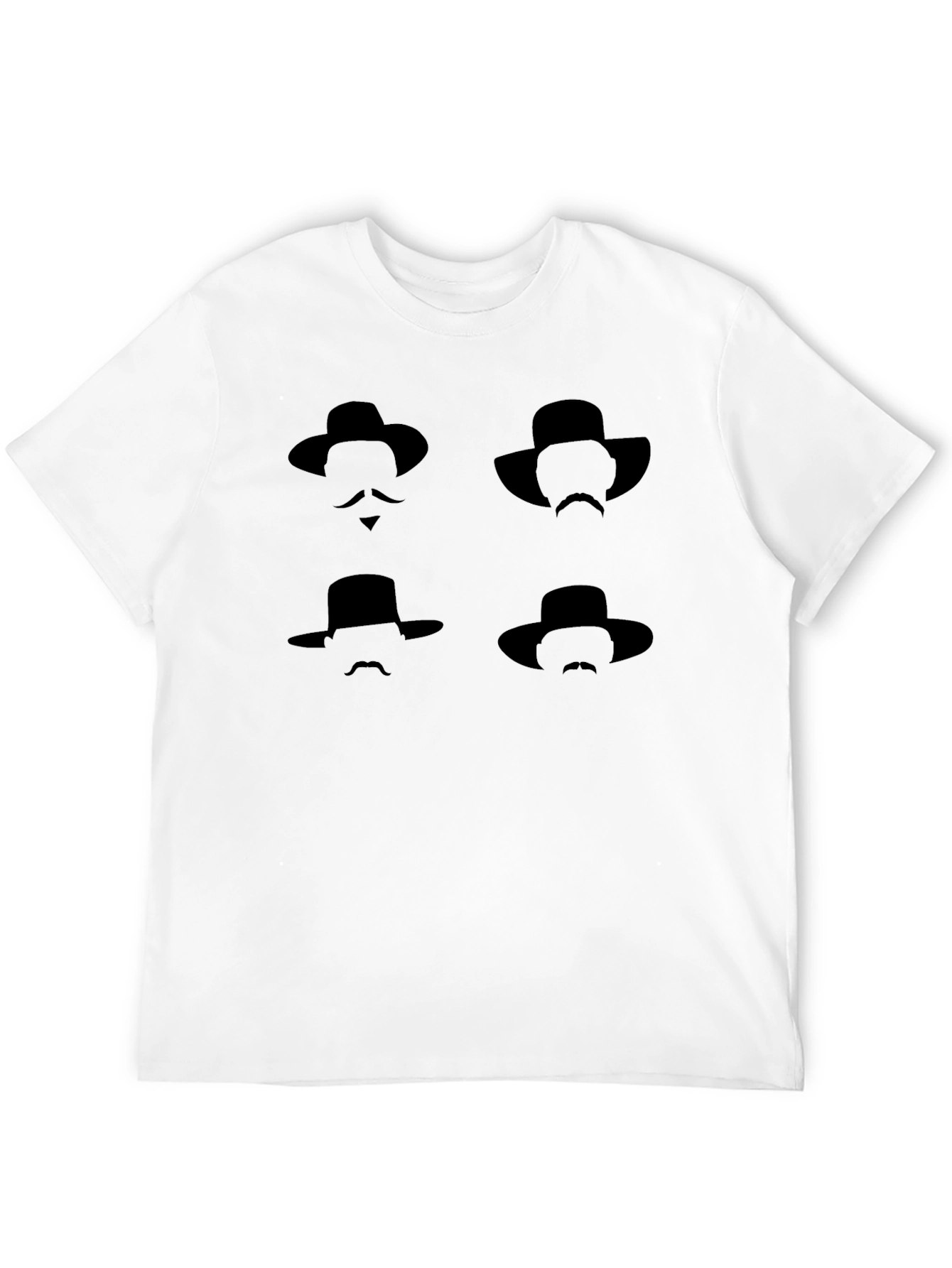 Black Silhouette Hat & Mustache Graphic Tee view 12