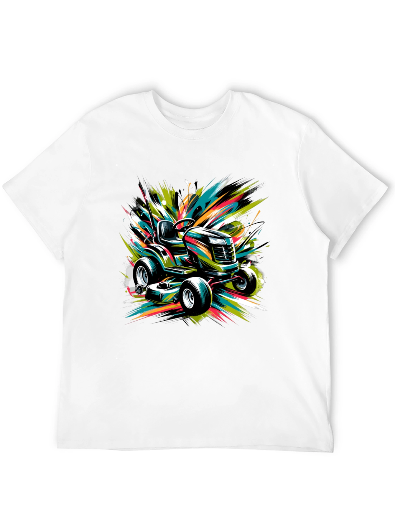 Black Vibrant Lawn Mower Graphic Tee view 12