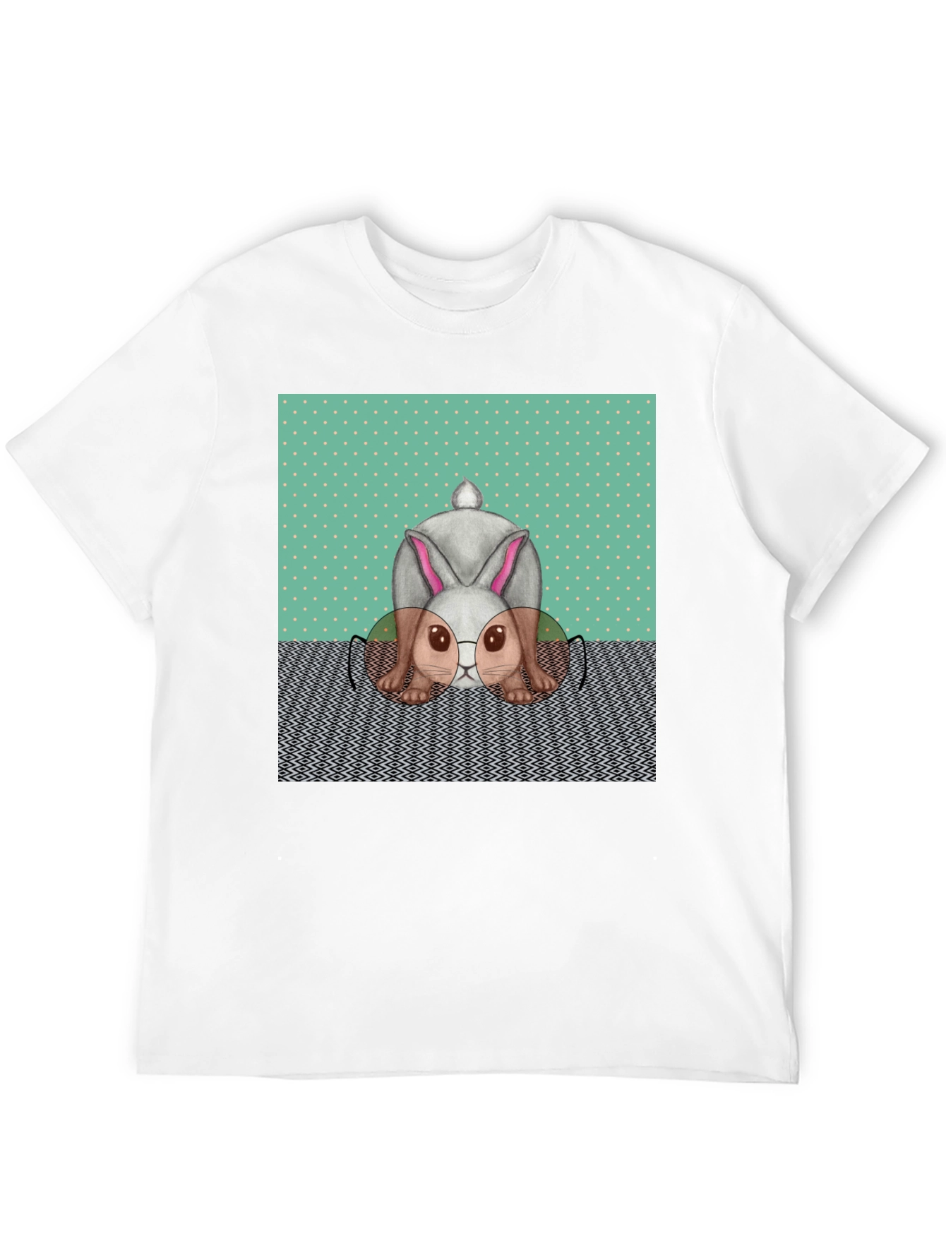 Black Funny Bunny T-Shirt - Reading Rabbit Design view 12