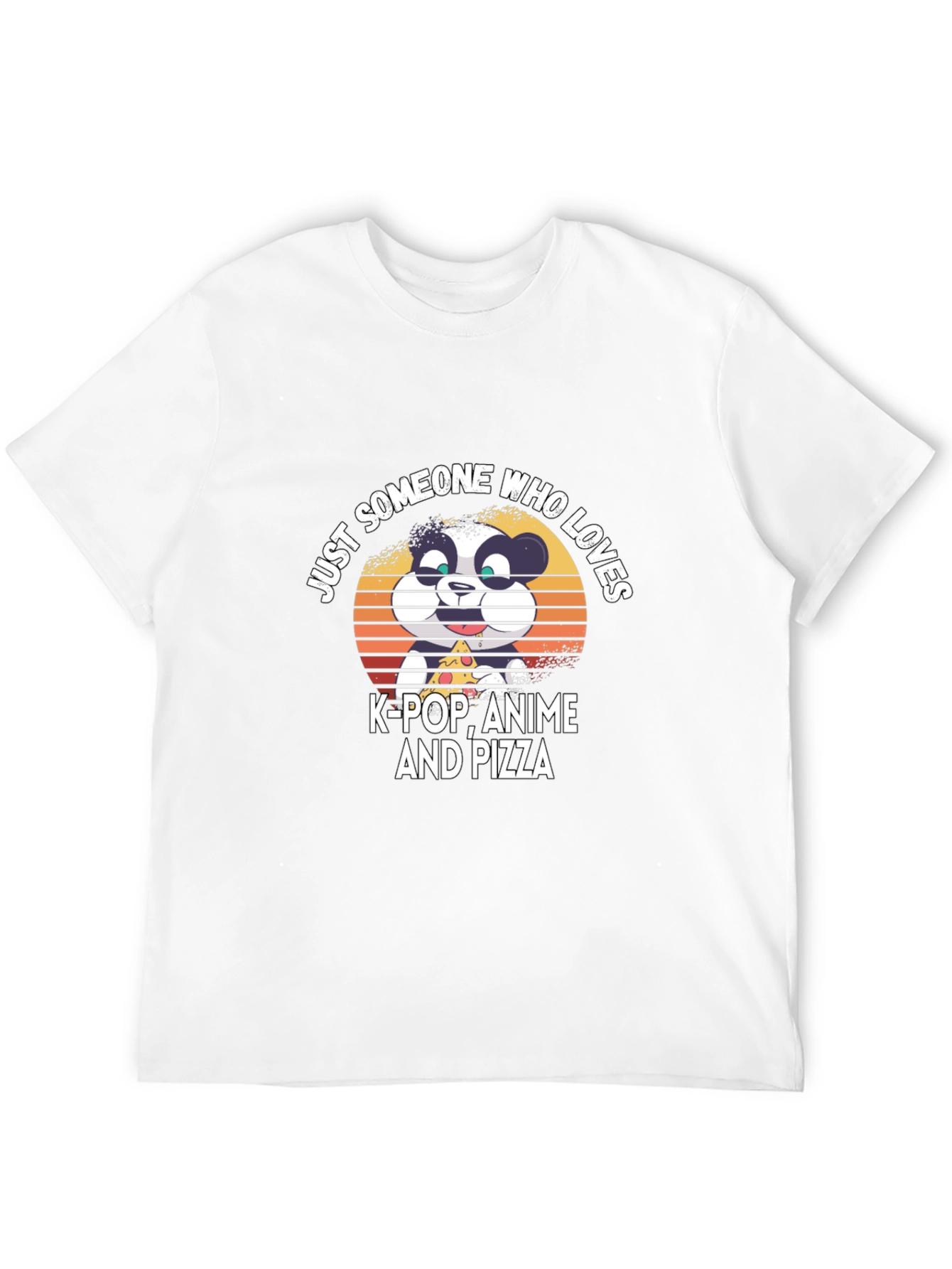 Black K-Pop Anime Pizza Panda Graphic T-Shirt view 12