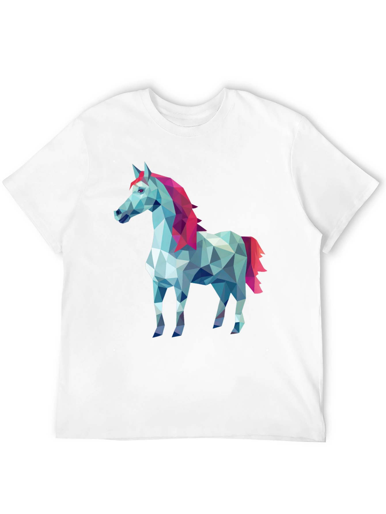 Black Geometric Horse Graphic Tee - Stylish Men's Black T-Shirt view 12